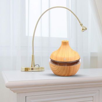 Allin Exporters PY002-LW 200 ml USB Mini Ultrasonic Humidifier Portable Essential Oil Aroma Diffuser with 3 LED Colors for Car, Office Cabin and Small Rooms (Light Wooden)