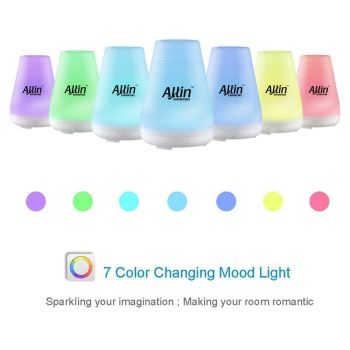 Allin Exporters Ultrasonic Diffuser Humidifier, 2 In 1 100 Ml Silent Cool Mist Electric For Use With Or Without Oils 6 Different Colored Led Lights - (DT-1508B)