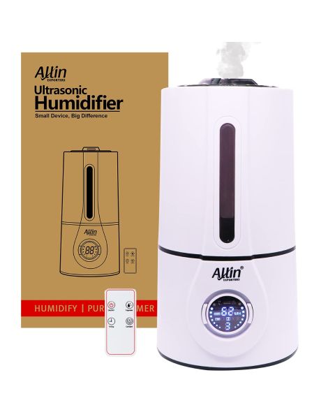 Allin Exporters J816 Ultrasonic Humidifier Cool Mist Air Purifier with Remote Control & Digital LED Display for Dryness, Cold & Cough Large Capacity for Room, Baby, Plants, Bedroom (3L)